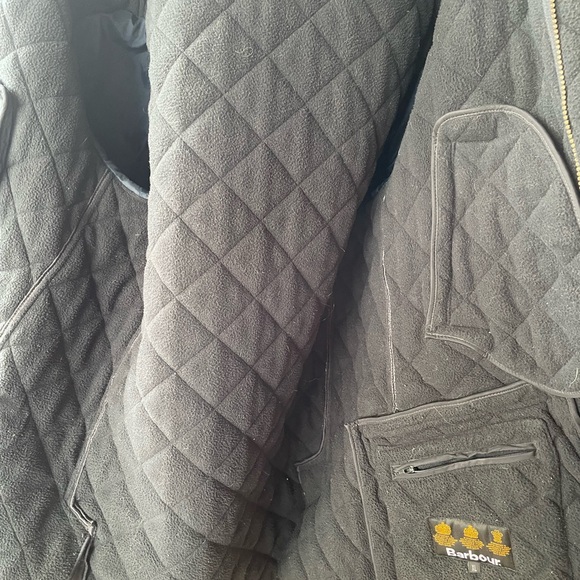 Vintage XL Barbour black winter chore shovel fleeced quilted vintage coat Bardon - Picture 4 of 16